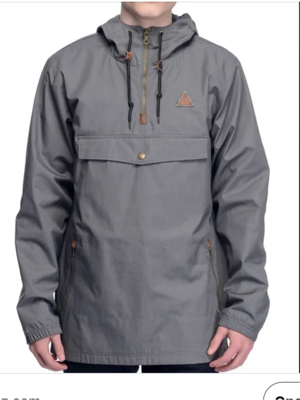 Dravus Men's Dark Gray Pullover Hooded Jacket 1/4 Zip & Button Size S Small Rain